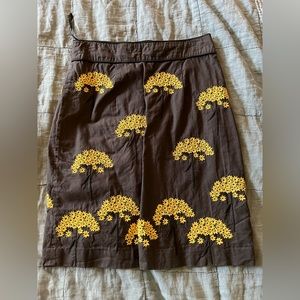 Anthro Anthropologie Floreat Daisy Flower Embroidered Skirt Size 6